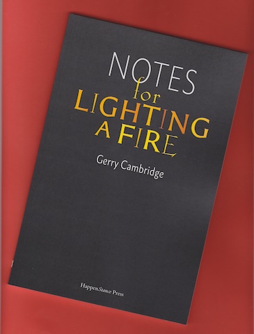 Jacket of Notes for Lighting a Fire, which is dark grey with typographical design. The lettering of the title is bold, yellowy orange, with the colours flickering like flames in the words LIGHTING A FIRE. Other words are white.
